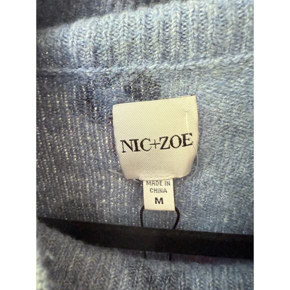 Nic + Zoe Women's Blue Multi Cozy Up Tracks Turtleneck Sweater Size M - Picture 6 of 7